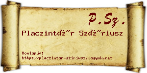 Placzintár Szíriusz névjegykártya